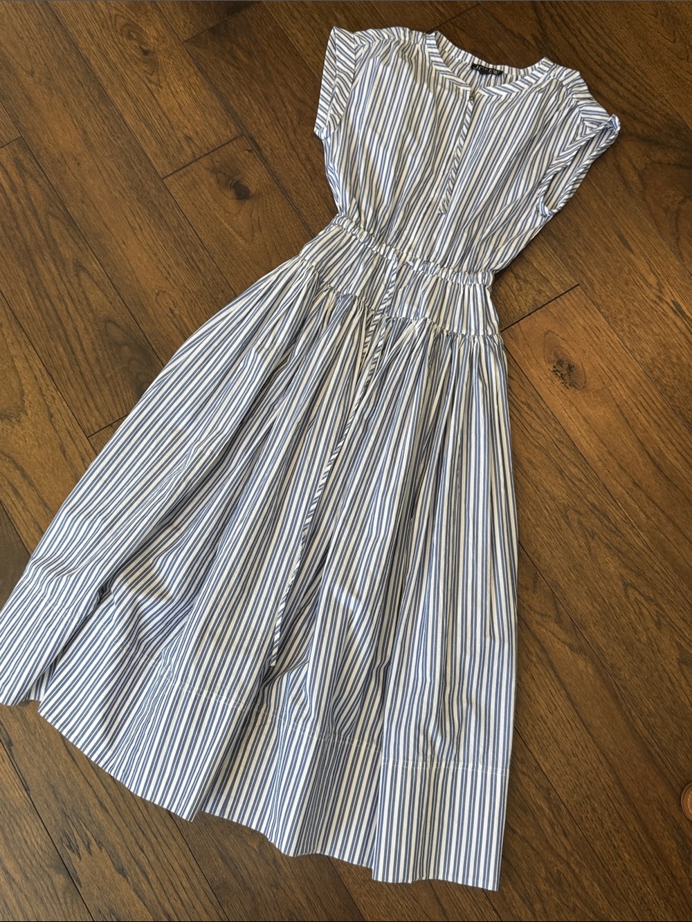 J. Crew Blue and White Striped Zip-Front Dress